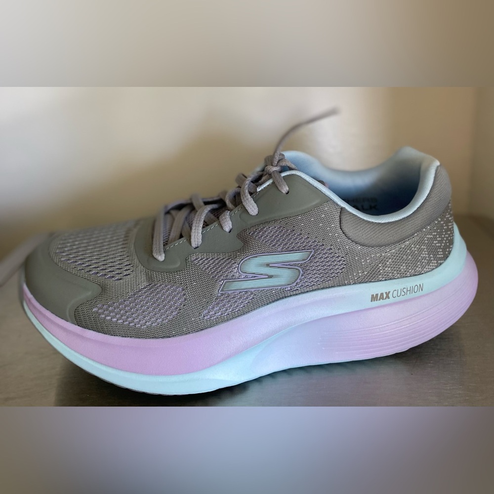 SKECHERS GO WALK MAX WALKER Women's Gray and Lavender Athletic Shoes - Picture 12 of 15